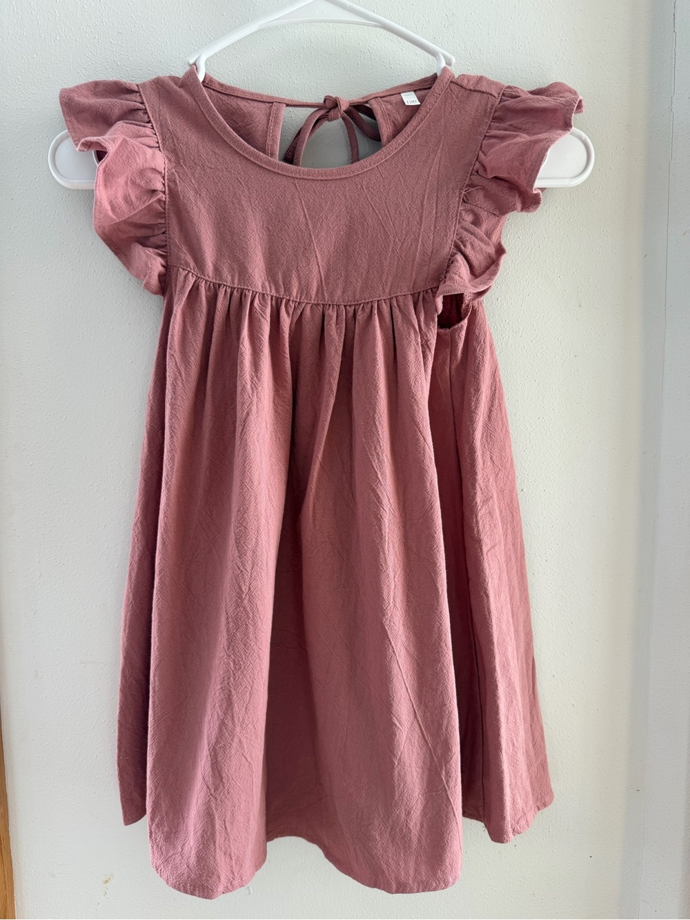 Girls Mauve Pink Flutter Sleeve Dress